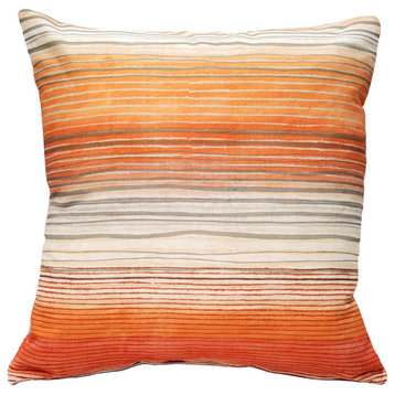Sedona Stripes Orange Throw Pillow 17x17, with Polyfill Insert