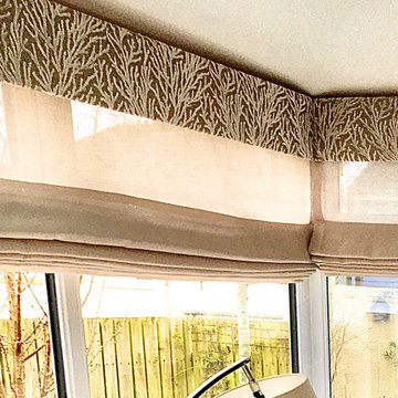 Solid roof conservatory voile roman blinds & Pelmet