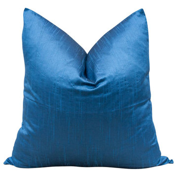 Blue Large Square Indian Silk Pillow Cover