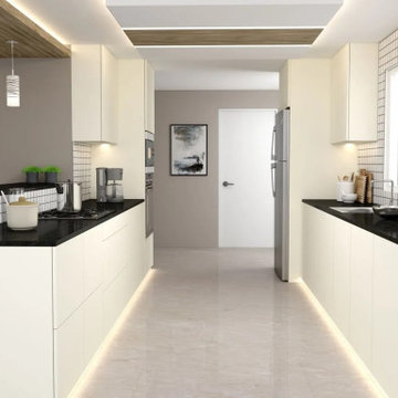 Bespoke Galley Kitchen in Cream Finish Supplied by Inspired Elements
