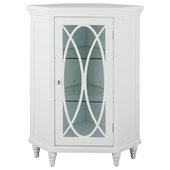 Lavish Home 3-Shelf Corner Storage Cabinet with Shutter Doors and Adjustable Shelves, White