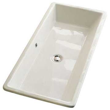 Nameeks Scarabeo Rectangular Ceramic Self Rimming Sink, No Faucet Holes, White