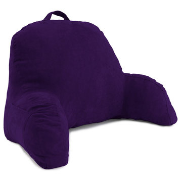 Purple Microsuede Reading Pillow and Support Bed Backrest Pillow With Arm