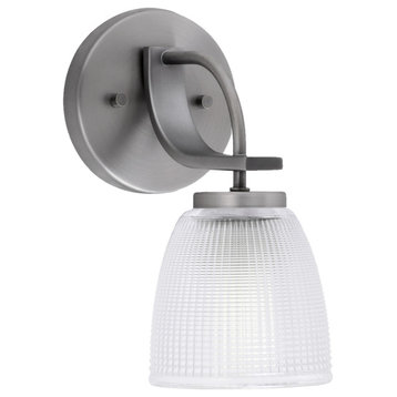 Cavella Wall Sconce, Graphite Finish, 5" Clear Ribbed Glass