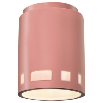 Radiance Cylinder With Prairie Window Outdoor Flush-Mount, Gloss Blush, LED