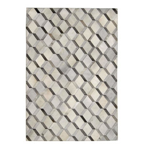 Madisons Gray Parquet Pattern Patchwork Cowhide Rug Contemporary