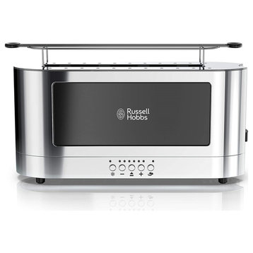 Russell Hobbs Glass Accented Long Toaster, Black & Stainless Steel, 2-Slice Slot