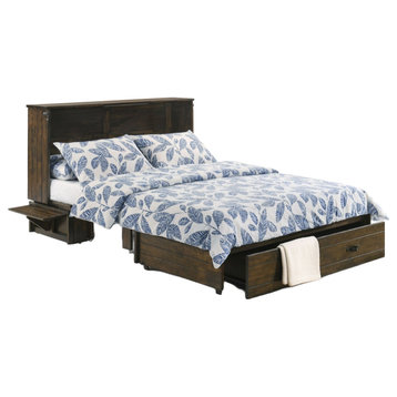 Ranchero Cabinet Murphy Bed with Gel Memory Foam Mattress, Wildwood Brown