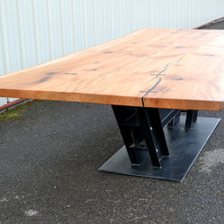 Live Edge Sycamore Conference Table With I Beam Base - Table Tops And Bases