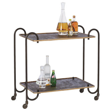 Gorgeous Vintage Style Bronze Arch Serving Cart Bar Rolling Two Shelf Retro