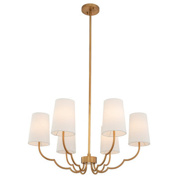 Sophia 6 Light Chandelier, New Brass