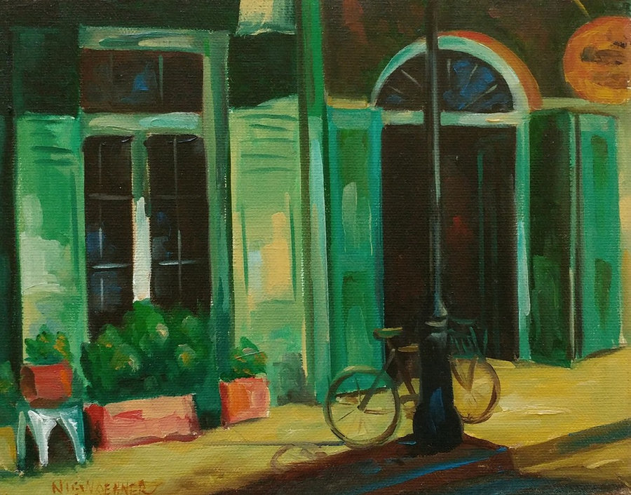 SOLD Bicycle on Toulouse, 8x10, framed