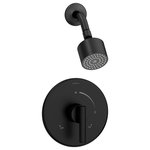Symmons - Dia Shower Trim Kit With Brass Escutcheon, Single Handle, Matte Black - Balancing sleek forms and simple lines, the Dia 1-Handle Wall-Mounted Shower Trim boasts a modern sophistication that is a natural completer element to contemporary bathroom designs. All of Symmons' products are designed with the customer in mind; the proof is in the details. Plated in a scratch-resistant matte black finish over solid metal, this shower trim has the durability to add contemporary styling to your bathroom for a lifetime. With an ADA compliant single lever handle design, the solid brass valve cover plate features hot and cold indicators to ensure custom temperature setting with ease of use for everyone. At an eco-friendly low flow rate of 1.5 gallons per minute, the single mode showerhead is WaterSense certified so that you can conserve water without sacrificing performance, which will, in turn, save you money on your water bill. This model includes everything you need for quick installation. You'll easily be able to update your bathroom without having to replace your valve. With features that are crafted to last and a style that is designed to please, Symmons' Dia 1-Handle Wall-Mounted Shower Trim is a seamless addition to your bathroom for a lifetime backed by our technical support team and limited lifetime warranty.
