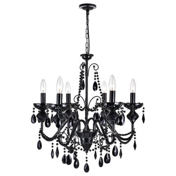 Keen 6 Light Up Chandelier With Black Finish