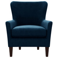 Somera Wingback Accent Chair, Navy Blue Velvet