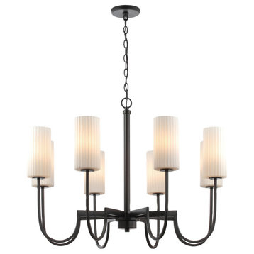 Town and Country Eight Light Chandelier in Black