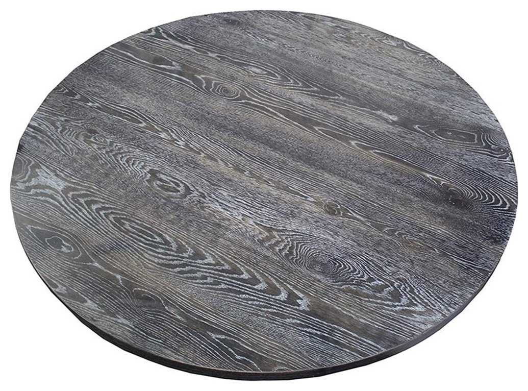 Bowery Hill Farmhouse Style Wood Round Dining Table in Weathered Gray ...