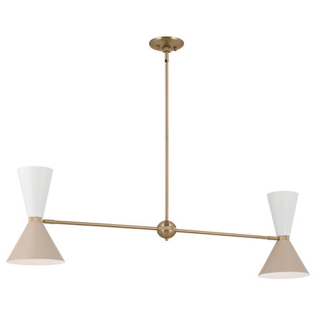 Phix 4 Light Chandelier Linear, Single, Champagne Bronze and Greige