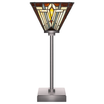 Luna 1-Light Table Lamp, Graphite/Square Tahoe Art