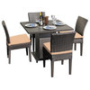 TK Classics Napa Square Dining Table with 4 Armless Chairs in Wheat