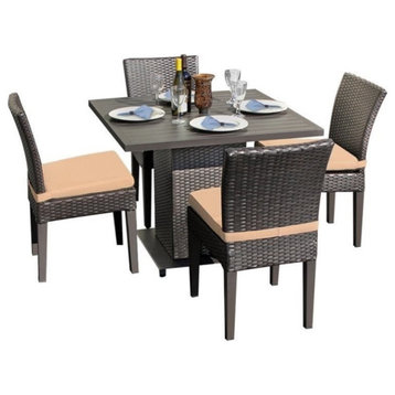 TK Classics Napa Square Dining Table with 4 Armless Chairs in Wheat