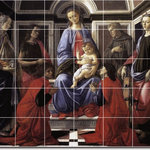 Picture-Tiles.com - Sandro Botticelli Religious Painting Ceramic Tile Mural #97, 72"x60" - Mural Title: Madonna And Child With Six Saints