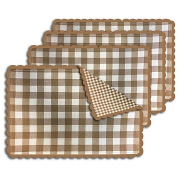 Buffalo Checkered Reversible Placemat, Set of 4, Sand