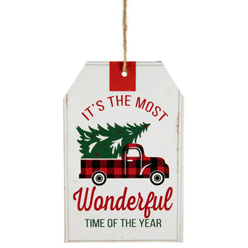 6" Most Wonderful Time of the Year Christmas Tag Sign Ornament