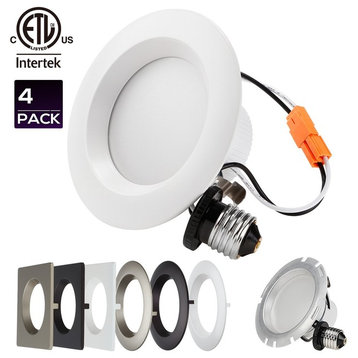 4 PACK 10W Dimmable Downlight with Interchangable Trim, Soft White