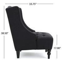 GDF Studio Adriana Tall Wingback Tufted Fabric Club Chair, Dark Charcoal