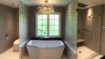 Custom bathroom glass, frameless shower enclosure
