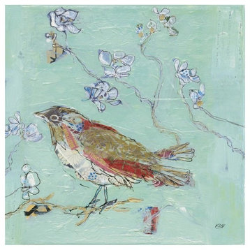 "Aqua Bird" Digital Paper Print by Kellie Day, 26"x26"