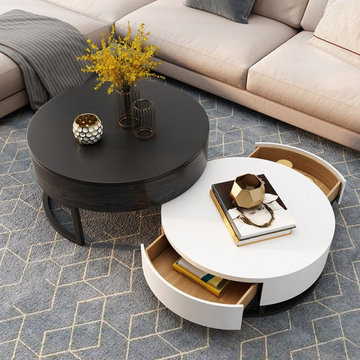 Modern Round Coffee Table with Storage