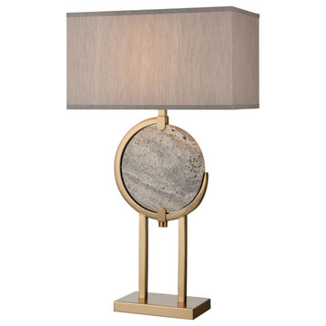 Arabah 1 Light Table Lamp, Gray Marble With Cafe Bronze