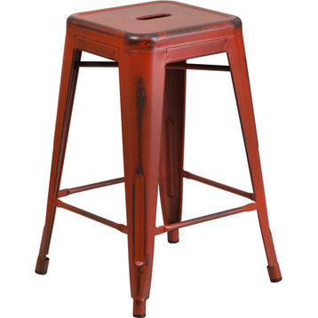 Flash Furniture 24"H Backless Kelly Red Counter Height Stool ET-BT3503-24-RD-GG