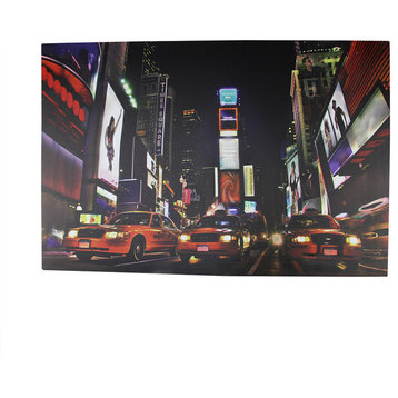 Battery Operated 8 LED NYC Broadway Time Square Canvas Wall Hanging, 23.5"