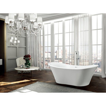Ancona 71" Freestanding Bathtub, Glossy White