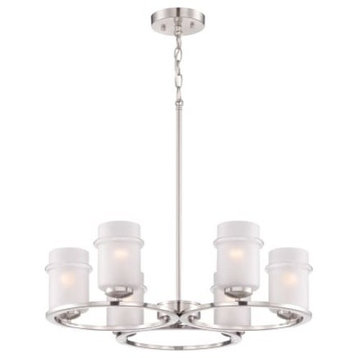 Omega 6 Light Chandelier with Silver Platinum Finish