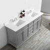 Charlotte Vanity With Carrara Quartz Stone Top, Gray, 72", Without Mirror
