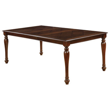 Benzara BM183613 Rectangular Wooden Dining Table With Turned Legs, Brown
