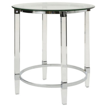 GDF Studio Orson Acrylic and Tempered Glass Square Circular End Table