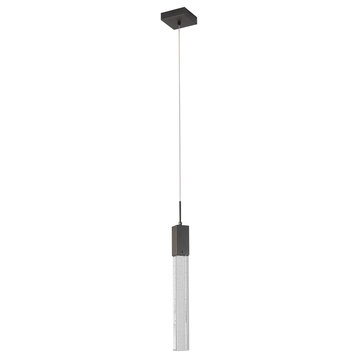 Matte Black Single Pendant Lighting With Clear Bubble Crystal