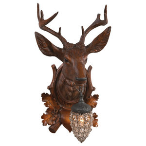 Cast Iron Antique Deer Stag Head Mirrored Mirror Wall Sconce 10 Available 