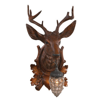 10 Available Cast Iron Antique Deer Stag Head Mirrored Mirror Wall Sconce 
