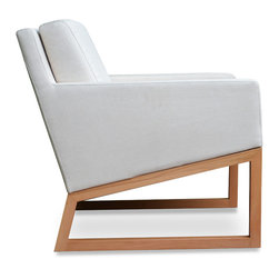 Nova & Wood Base - White Fabric ( Special Order) - Armchairs And Accent Chairs