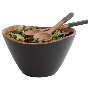 Acacia Wood Salad Bowl With Servers