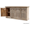 Hand Carved Rustic Solid Wood Traditional 4 Door Buffet Sideboard