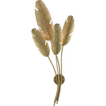 Tropical Wall Sconce, Vintage Brass