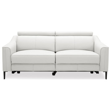 Divani Casa Eden Modern White Leather Loveseat With 2 Recliners