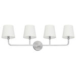 Capital Lighting - Dawson 4 Light Vanity, Brushed Nickel - Four-light vanity with Brushed Nickel finish and decorative white fabric stay-straight shades.&nbsp